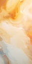 Ethereal Abstractions: Liquid And Pastel Colored Paint In Orange And Yellow