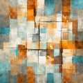 Abstract Painting With Orange, Blue, And Tan Squares Royalty Free Stock Photo