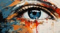 Abstract Painting Of Female Eye With Orange Color