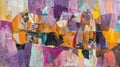 An abstract painting filled with a variety of bright and bold colors, creating a visually dynamic