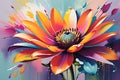 Abstract Painting of a Flower - Bold Strokes, Unfocused Background, Blooms Intermingling with Splashes