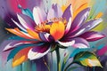 Abstract Painting of a Flower - Bold Strokes, Unfocused Background, Blooms Intermingling with Splashes