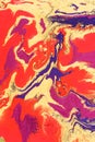 Abstract painting in gold purple and magenta