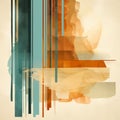 Abstract Painting With Teal And Orange Lines Royalty Free Stock Photo