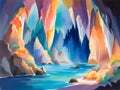 abstract painting of the landscape. cave background, Ai Generated