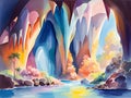 abstract painting of the landscape. cave background, Ai Generated