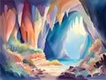 abstract painting of the landscape. cave background, Ai Generated