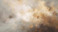 Abstract Painting Of Large Clouds In Light Amber And Gray
