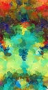 Abstract painting Leaves bouquet Hand painted canvas Multicolor blobs Dye splash Unfocussed pattern Decorative wall artwork creati