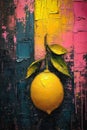 Abstract painting of a lemon