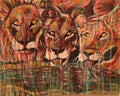 ABSTRACT PAINTING OF LIONS Royalty Free Stock Photo