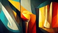 Abstract painting. Modern Art. Imitation of oil painting. Painting in the style of cubism. AI-generated