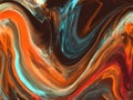 Abstract painting in orange-red color, lush lava creative hand painted background