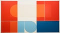 Abstract Painting With Orange Squares And Blue Areas