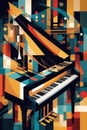 An abstract painting of piano sonata that inspired by the keys of piano, convey the rhythm and harmony, music intrument