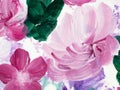 Abstract painting pink flowers, original hand drawn, impressionism style, color texture, brush strokes art background