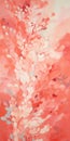 Abstract Painting: Red, Pink, Gray Leaf In Rococo Pastel Style