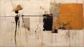 Abstract Painting In Sepia Tone With Industrial Forms And Contrasting Balance