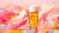 Colorful Beer Glass On Delicate Painterly Background