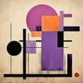 Revived Bauhaus Functional Design: Abstract Painting With Purple, Black, And Orange Shapes