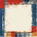 an abstract painting with a square frame on a red blue and orange background Royalty Free Stock Photo