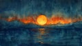 Abstract painting of a sunset over the ocean Royalty Free Stock Photo