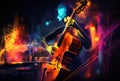 abstract painting in super saturated brilliant colors of musician