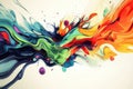 Abstract Painting with Swirling and Exploding Colorful Paint