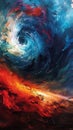 An abstract painting symbolizing the destructive power of a cyclone Royalty Free Stock Photo