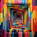 Vibrant Illusionary Tunnel: A Kaleidoscope Of Colorful Blocks