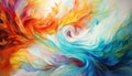 Abstract painting of colorful dynamic energy flow. Generative AI