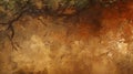 Abstract painting with warm colors and a rough texture resembling a cave wall