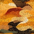 Abstract painting with water patterns, clouds, and scattered spots in warm tones (tiled)