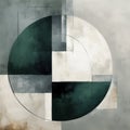 Modern Abstract Art: Overlapping Shapes In Dark Green And Grey Tones Royalty Free Stock Photo