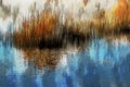 Abstract painting of yellow grasses in swamp Royalty Free Stock Photo