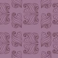 Abstract paisley seamless pattern, vertical and horizontal elements on purple background