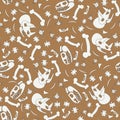 Abstract paleontologic seamless background pattern with dinosaurs skulls and bones Royalty Free Stock Photo