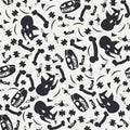 Abstract paleontologic seamless background pattern with dinosaurs skulls and bones, tyrannosaurus and triceratops Royalty Free Stock Photo