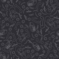 Abstract paleontologic seamless background pattern with dinosaurs skulls and bones, tyrannosaurus and triceratops Royalty Free Stock Photo