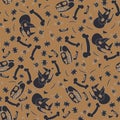 Abstract paleontologic seamless background pattern with dinosaurs skulls and bones, tyrannosaurus and triceratops Royalty Free Stock Photo