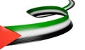 Abstract Palestine flag color White and green waving Palestine ribbon flag on red background 3d illustration