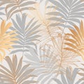 Abstract Palm leaf line art, silhouette on luxury gray color background Royalty Free Stock Photo