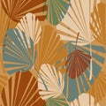 Abstract palm leaves seamless pattern