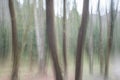 Abstract panning view of forest in springtime green Royalty Free Stock Photo