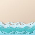 Abstract paper art sea or ocean water waves and beach. Royalty Free Stock Photo