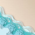 Abstract paper art sea or ocean water waves and beach. Summer Royalty Free Stock Photo