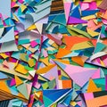 781 Abstract Paper Collage: A contemporary background featuring abstract paper collage in vibrant and harmonious colors that cre Royalty Free Stock Photo