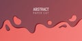 Abstract paper cut slime background. Banner with slime abstract background with coral and brown paper cut waves. Vector