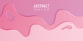 Abstract paper cut slime background. Banner with slime abstract background with pink paper cut waves. Vector