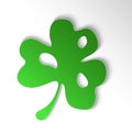 Abstract Paper cut slyle fhree-leafed clover on white background. St. Patrick`s day,, Saint, Patrick, holiday, nature, good luck,